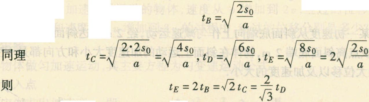 例18 如圖2-2-11所示，光滑斜面AE被分成四個相等的部分，一物體由A點(diǎn)從靜止釋放，下列結(jié)論中不正確的是( )